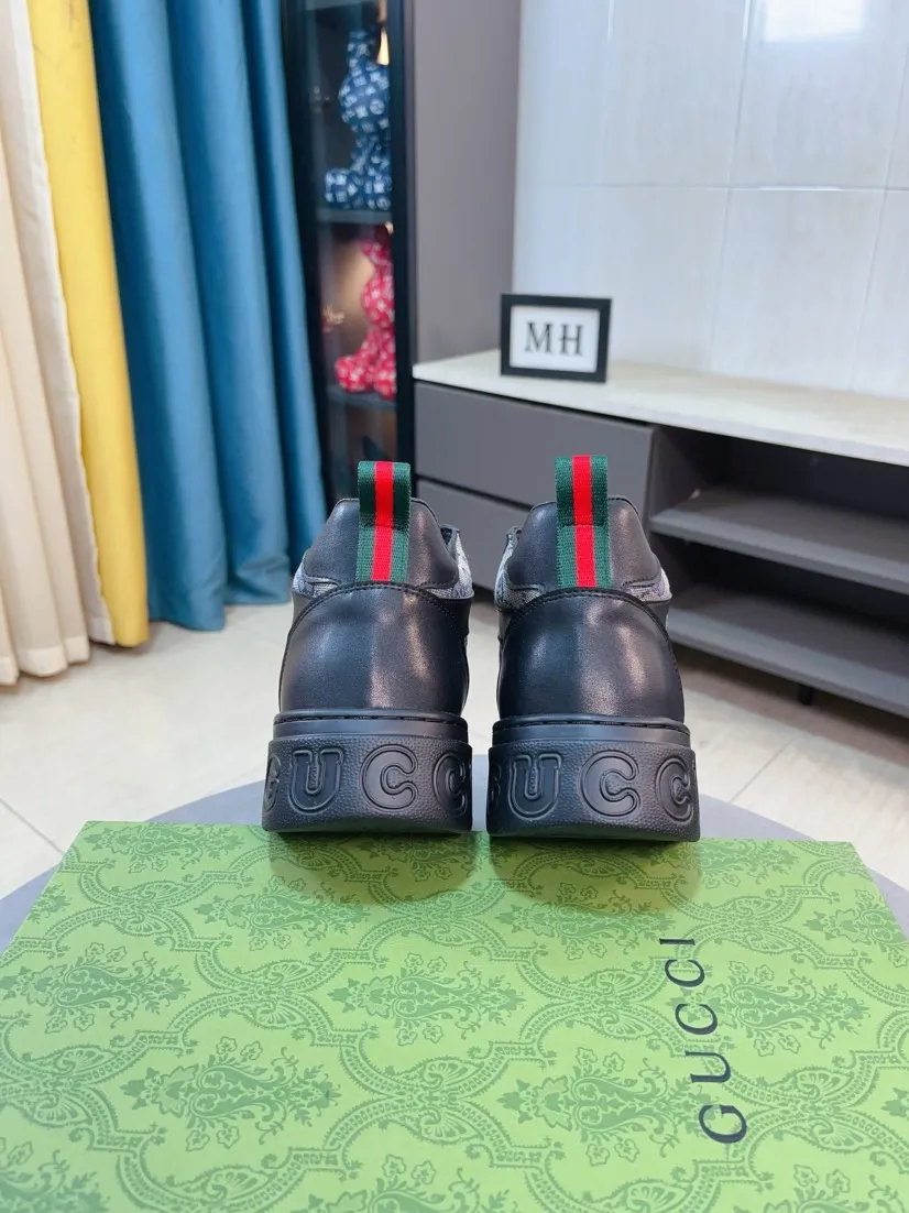 Factory price 438🌹🌹GUCCI [Gucci] New high-top men's shoes, a high-end brand, the latest fashionable casual men's shoes, trendy and versatile, relaxed and sporty style, uppers imported from Italy, first-layer cowhide, genuine leather lining, and ultra-fine workmanship. Original personalized fashionable rubber wear-resistant outsole, light and comfortable on the foot, size 38-44